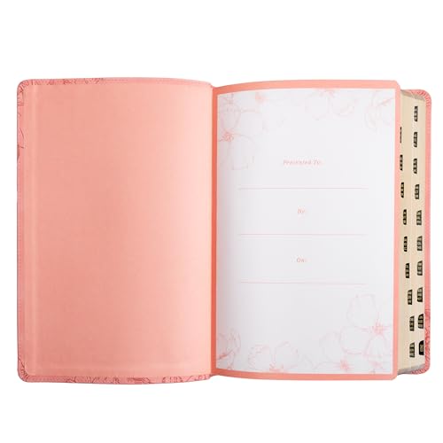 KJV Holy Bible, Giant Print with Cross-References, Soft Pink LeatherTouch with Floral Cover Design, Thumb Index, Ribbon Marker, Red Letter, Full-Color Maps, Easy-to-Read MCM Type, King James Version