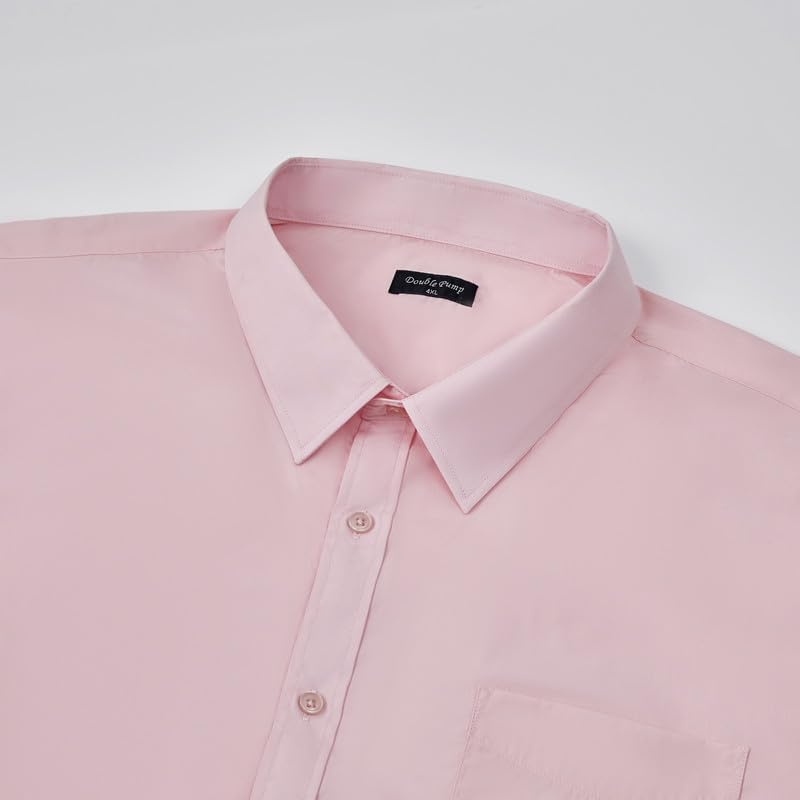 Double Pump Big and Tall Dress Shirts for Men Long Sleeve Business Casual Solid Button Down Shirts from XXL(T) to 6XL(T)(S303,XXLT)