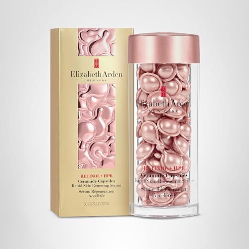 Elizabeth Arden Retinol + HPR Ceramide Rapid Skin Renewing Anti-Aging Face Serum Capsules, Fine Lines & Wrinkles Treatment with Peptides, Vitamin E, & Niacinamide, 60 Count