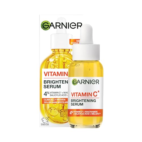 Garnier Vitamin C Brightening Serum for Face, with 4% Vitamin C, Niacinamide & Salicylic Acid, Brightens Skin, Reduces Dark Spots & Evens Skin Tone, Serum 30ml