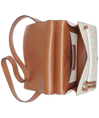 Calvin Klein Havana Novelty Organizational Crossbody, Vanilla/Khaki/Caramel Linear, One Size