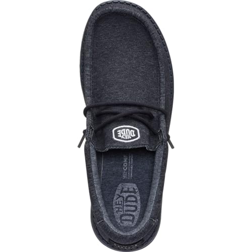 HEYDUDE Wally Stretch Jersey Black Size 10, Men’s Shoes, Men's Slip-on Loafers, Comfortable & Light-Weight
