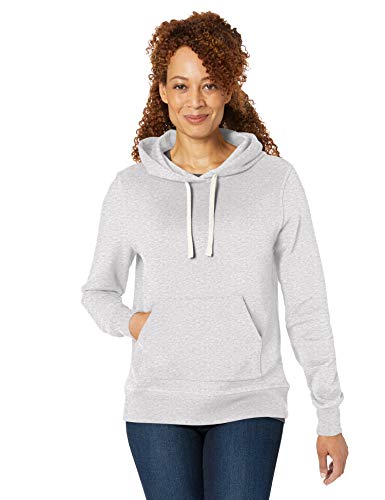 Amazon Essentials Women's Regular-Fit Brushed Back Fleece Pullover Hoodie (Available in Plus Size), Light Grey Heather, Large