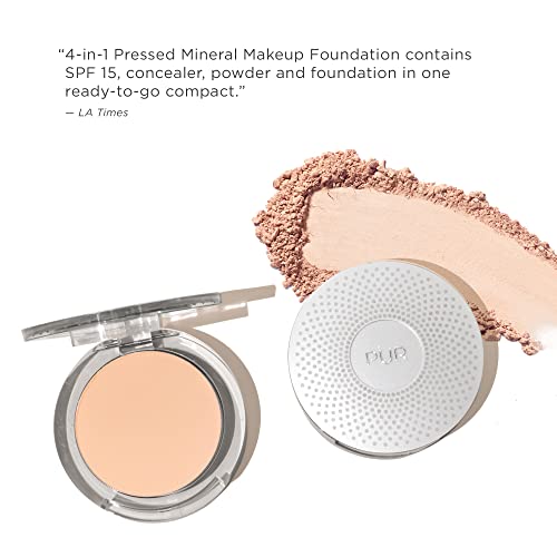 PUR Beauty 4-in-1 Pressed Mineral Makeup Powder Foundation with SPF 15 - Concealer & Finishing Compact Pressed Powder for Face - Buildable Medium to Full Coverage Foundation Powder (Bisque)