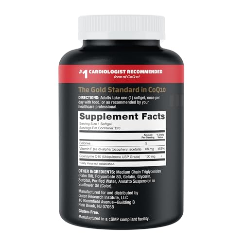 Qunol Ultra CoQ10 100mg, 3x Better Absorption, Patented Water and Fat Soluble Natural Supplement Form of Coenzyme Q10, Antioxidant for Heart Health, 120 Count Softgels