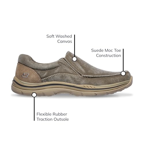 Skechers Men's Expected Avillo Moccasin, Khaki, 12 D US