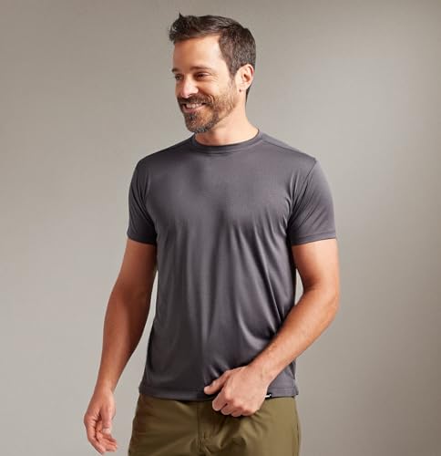 TRUEWERK B1 Sun Short Sleeve Tee for Men, Sun Protection Shirts, Moisture Wicking, UPF +50 Thermo Regulating Shirt, Heathered Grey, 2XL