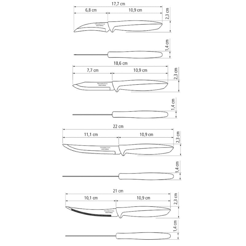 Tramontina Kitchen Knives Set, Stainless steel