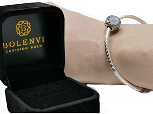 Bolenvi European Charm Bracelet - Adjustable 3mm 925 Sterling Silver Snake Chain for Charms, Compatible with Pandora Beads & Pendants - Clip On/Off Sliding Bracelet