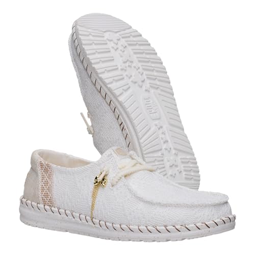 HEYDUDE Wendy Boho Knit White Size 8, Women’s Shoes, Slip-on Loafers, Comfortable & Light-Weight