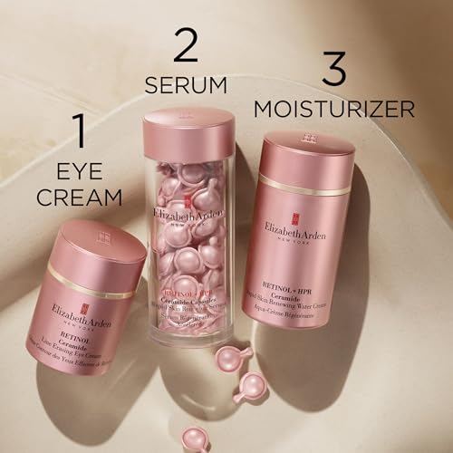 Elizabeth Arden Retinol + HPR Ceramide Rapid Skin Renewing Anti-Aging Face Serum Capsules, Fine Lines & Wrinkles Treatment with Peptides, Vitamin E, & Niacinamide, 60 Count
