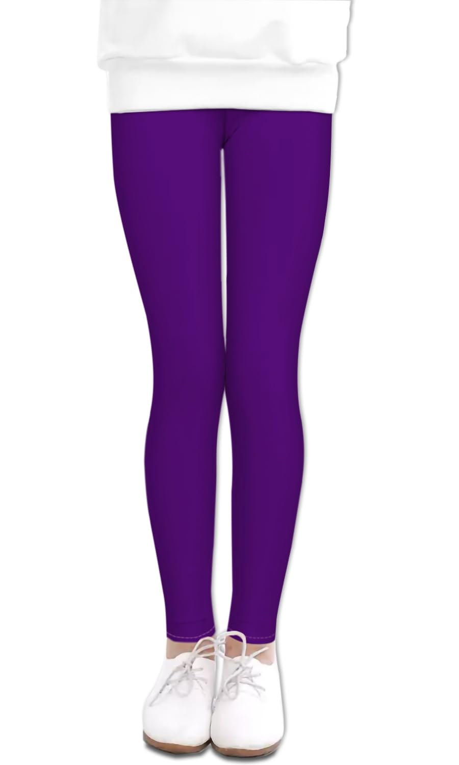 LUOUSE Girl's 3 pack Full Length Comfy Yoga Pants, 01 Cute Pink Pureple Rose, 8-9 Years