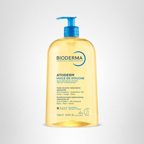 Bioderma Atoderm Shower Oil, Cleansing Oil For Face & Body, Nourishing Cleansing Oil For Dry to Atopic Sensitive Skin For Softer & Smooth Skin For Your Whole Family