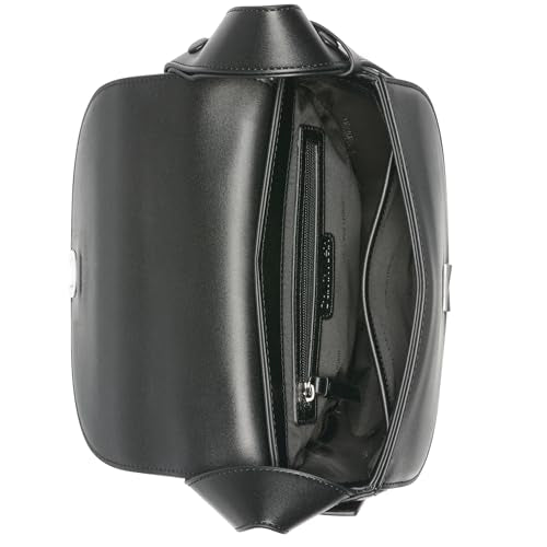 Calvin Klein Crisell Organizational Saddle Crossbody, Black/Silver, One Size