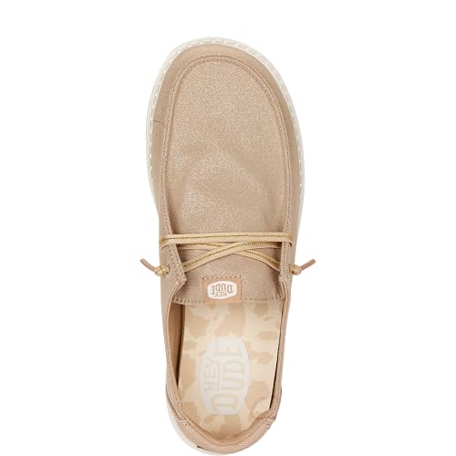 HEYDUDE Wendy Stardust Rose Gold Size 8, Women’s Shoes, Slip-on Loafers, Comfortable & Light-Weight