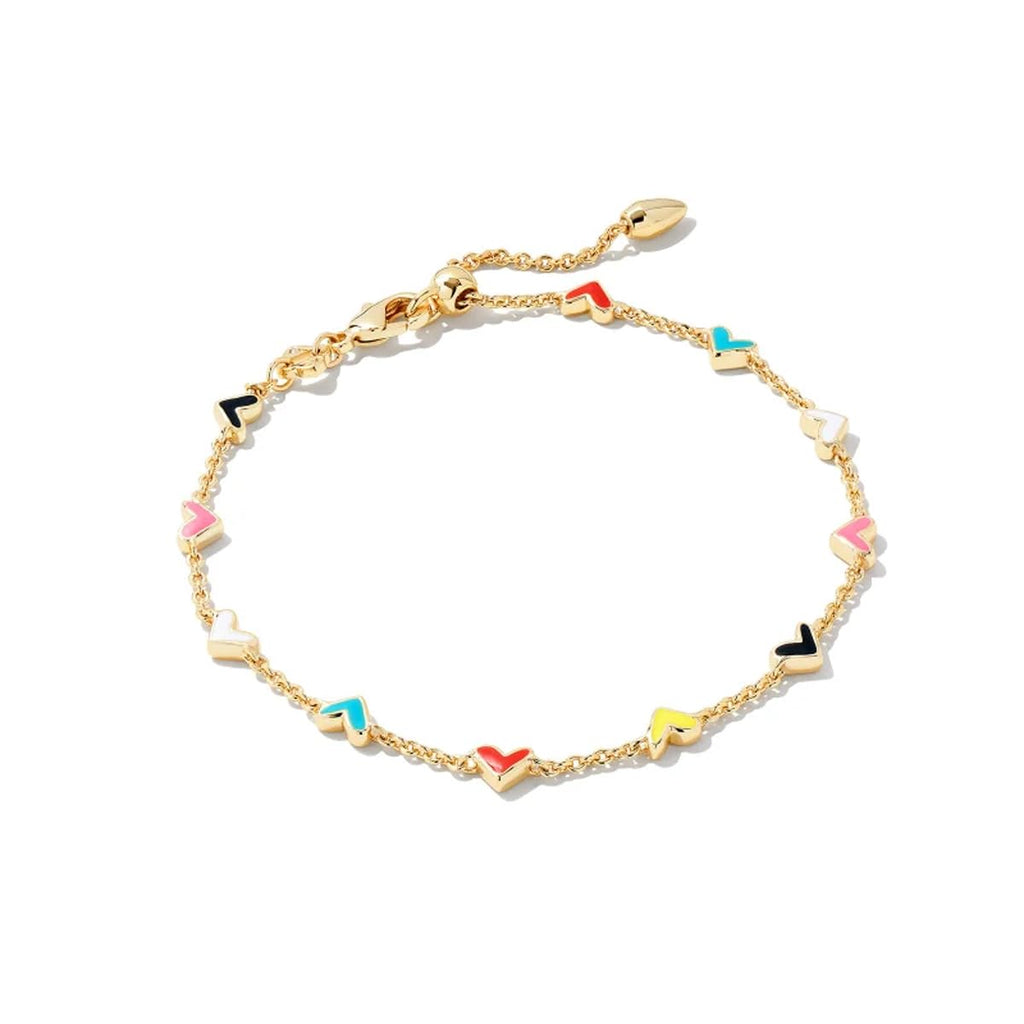 Kendra Scott Haven Heart Gold Chain Bracelet in Multi Mix, Fashion Jewelry For Women
