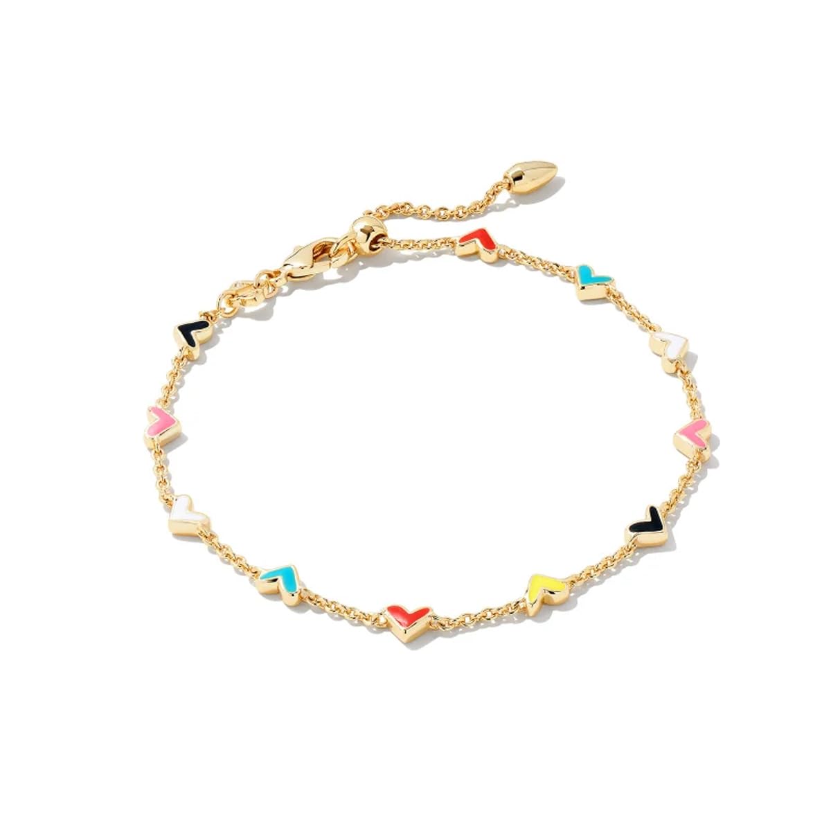 Kendra Scott Haven Heart Gold Chain Bracelet in Multi Mix, Fashion Jewelry For Women