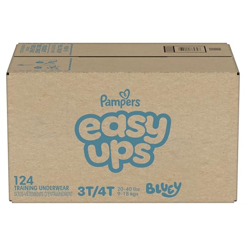 Pampers Training Pants - Easy Ups Boys & Girls Bluey - Size 3T-4T, 124 Count, Children's Potty Underwear (Packaging May Vary)