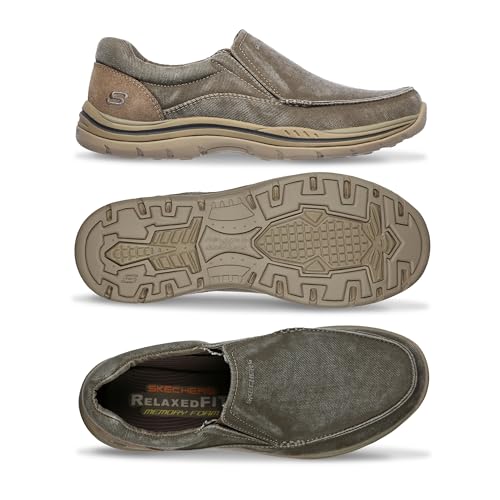 Skechers Men's Expected Avillo Moccasin, Khaki, 12 D US