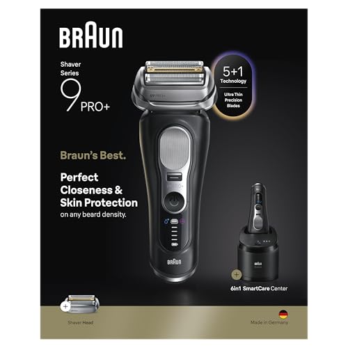 Braun Series 9 PRO+ Electric Shaver, Pro SensoAdapt, 6in1 SmartCare Center, Wet & Dry Razor, 9660CCPS, Black