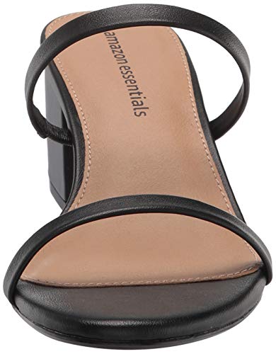 Amazon Essentials Women's Thin Two Strap Heeled Slide, Black, 12