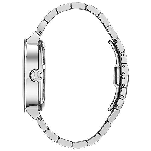 Bulova Men's Modern Stainless Steel 3-Hand Automatic Watch, Blue Skeleton Dial Style: 96A204