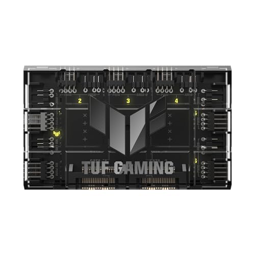 ASUS TUF Gaming ARGB PWM Fan Hub (Connects six case Fans, PWM Fan and RGB Connector, Clear Power and Operation Indicators, Stable Dual SATA Power Support)