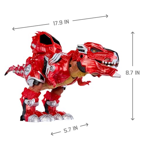 Armorsaurs Armor-Up T-Rex Dinosaur Ajax Toy Figure with 7 Removable Armor Pieces, Tail-Triggered Chomp, Pilot Pod Compatible, 8.7" Hx17.9 L, Kids, Boys, Girls, Ages 6+