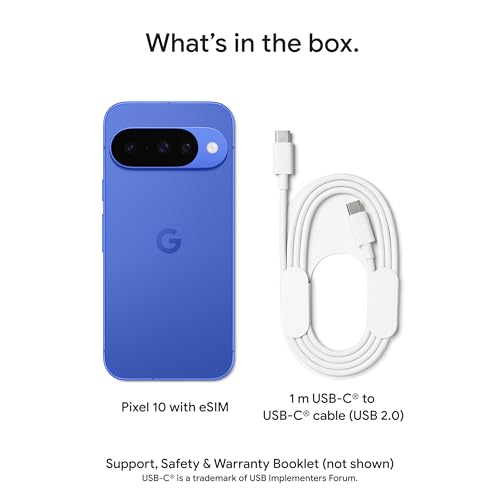 Google Pixel 10 - Unlocked Android Smartphone - Gemini AI Assistant - Advanced Triple Rear Camera, Fast-Charging 24+ Hour Battery, and 6.3" Actua Display - Obsidian - 256 GB (2025 Model)