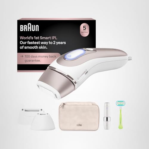 Braun Smart IPL, Skin i·Expert Pro 7: at Home Laser Hair Removal for Women and Men, Permanent Visible Hair Reduction, with Free App, Vanity Case, Venus Razor, 2 Smart Heads, Facial Trimmer, IPL7219
