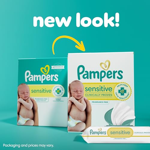 Pampers Baby Wipes, Sensitive, Water Based Wipe, Clinically Proven, Hypoallergenic, and Unscented for Babies, 1344 Wipes Total (16 Flip-Top Packs) [Packaging May Vary]