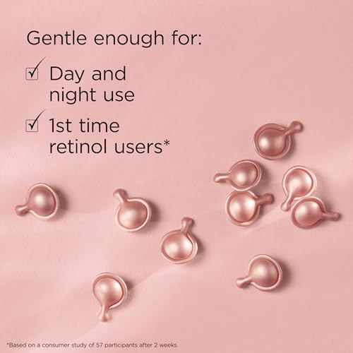 Elizabeth Arden Retinol + HPR Ceramide Rapid Skin Renewing Anti-Aging Face Serum Capsules, Fine Lines & Wrinkles Treatment with Peptides, Vitamin E, & Niacinamide, 60 Count