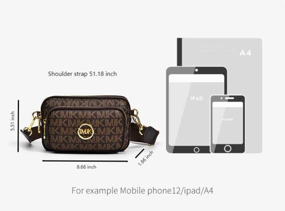 Xehuro Small Crossbody Purse Shoulder Bag for Women Chest Bag Daypack Multiple Pockets with Wide Strap (Beige)
