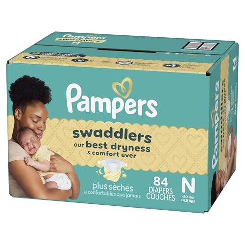 Pampers Swaddlers Diapers, Size 0 (up to 10 lbs), 84 Count, Absorbent, Keeps Baby Dry and Comfortable, Skin Safe Disposable Baby Diaper (Packaging May Vary)