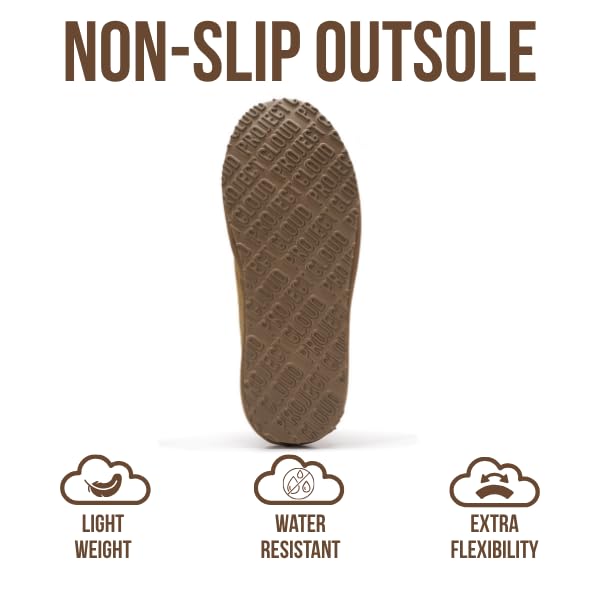 Project Cloud Mens Slippers 100% Genuine Leather with Australian Shearling Lining & Memory Foam Insole Outdoor & House Slippers for Men - Non-Slip Fuzzy Mens Shoes(Relaxation, CHSTNUT, 11.5) Chestnut