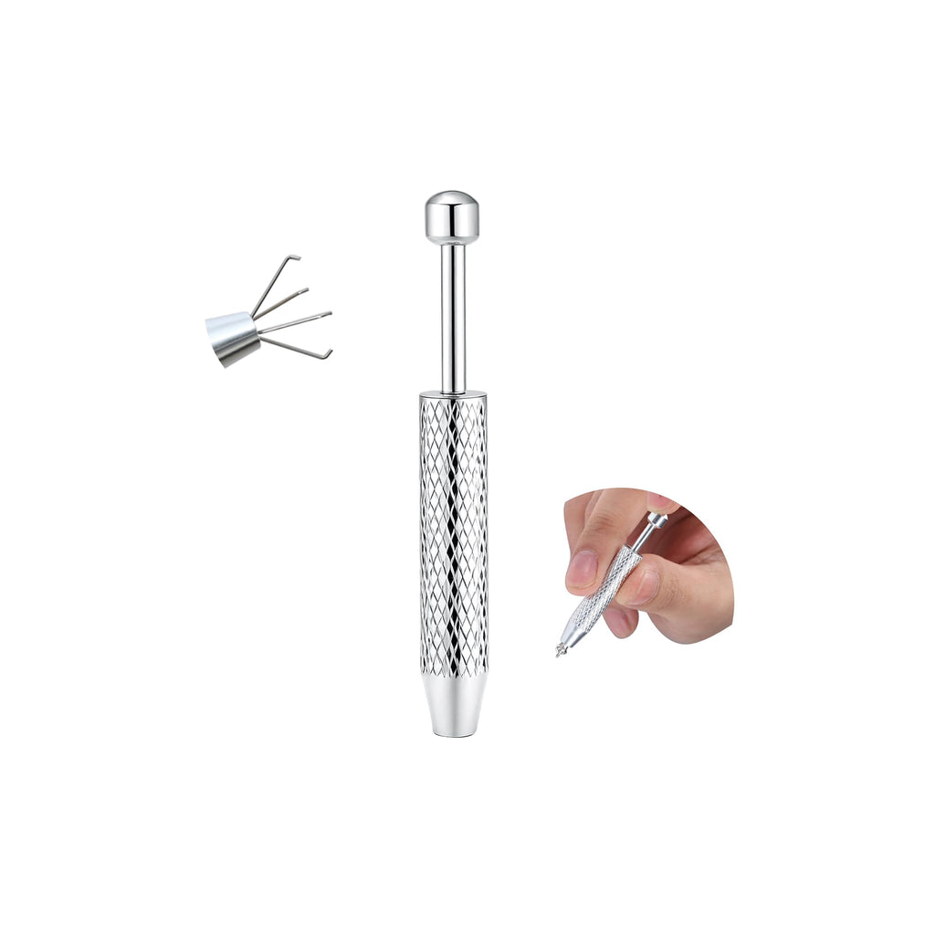 GEMQUEEN Piercing Ball Grabber Reacher Tool - Stainless Steel Piercing Jewelry Tools 4 Claw Holder Removal Pick Up Assistant Tool for Changing Jewelry IC Chip Electronic Components Small Parts
