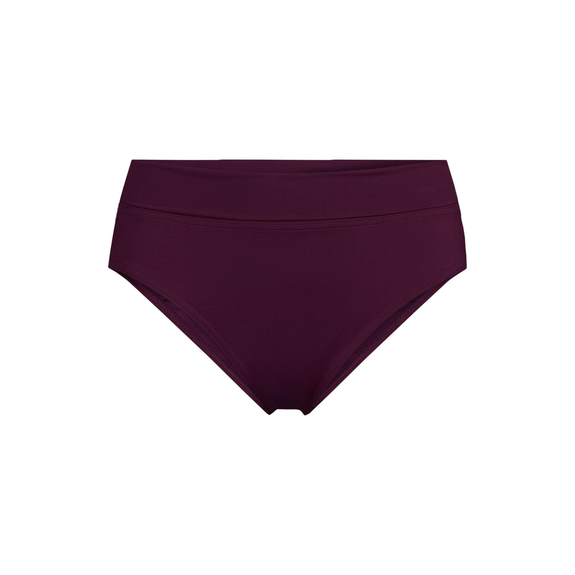 Lands' End Women's Pinchless High Waisted Bikini Bottoms 2 Dark Wine
