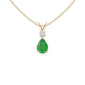 Angara 0.38 ct Emerald Teardrop V-Bale Necklace with Diamond in 14K Yellow Gold | Natural Prong-Set Emerald Pendant for Women | July Birthday Gemstone Jewelry Gift | 6x4mm