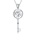 LWXIE Diamond Key Necklace 925 Sterling Silver Birth Flower Key Pendant Necklace Birthday Mother's Day Jewelry Gifts for Women
