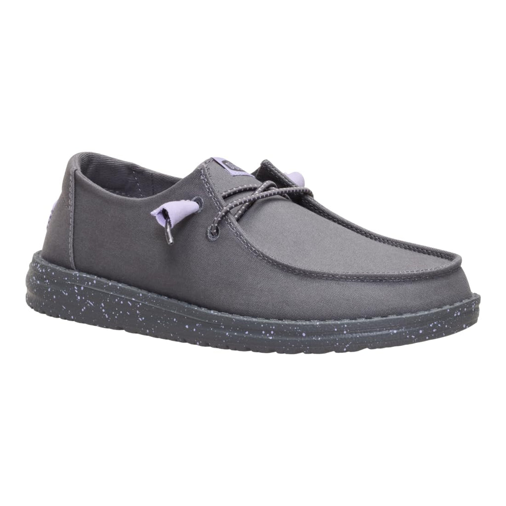 HEYDUDE Wendy Canvas Dark Grey Size 8, Women’s Shoes, Slip-on Loafers, Comfortable & Light-Weight