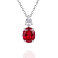 StiloVero Ruby Necklace for Women – 4.8ct Lab-Grown Ruby & Moissanite Pendant, 18K White Gold Plated 925 Sterling Silver, Elegant Red Gemstone Jewelry Gift