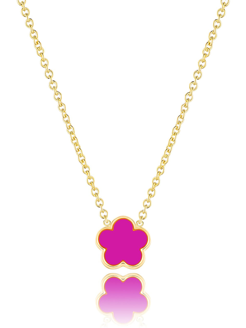 Qinpan 14K Gold Four Leaf Clover Necklaces for Women Lucky Flower Jewelry (Purple-14K Gold)