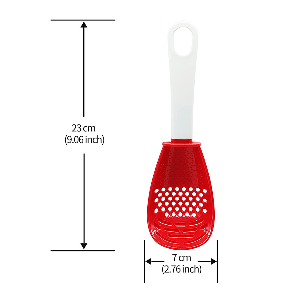 Ouboda 6 in 1 Multifunctional cooking gadgets, 356°F Heat Resistant kitchen gadgets, Egg Separator, Cooking, Draining, Mashing, Grating, Cooking spoon red
