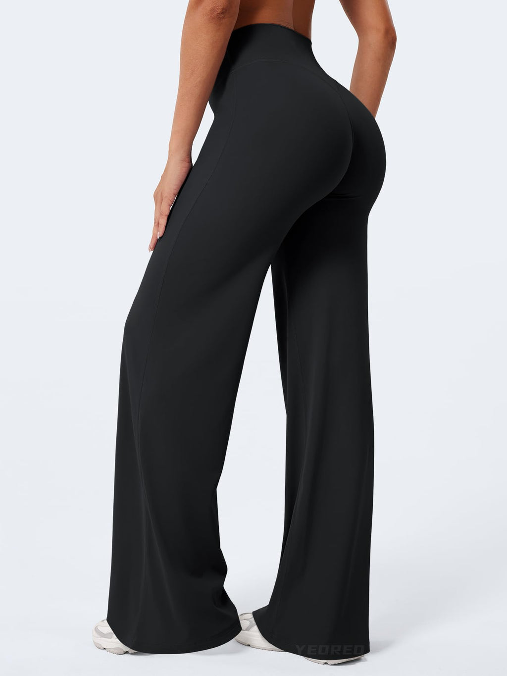 YEOREO Workout Leggings Womens No Front Seam Straight Leggings 33" High Waist Buttery Eddiy Gym Yoga Pants Black S