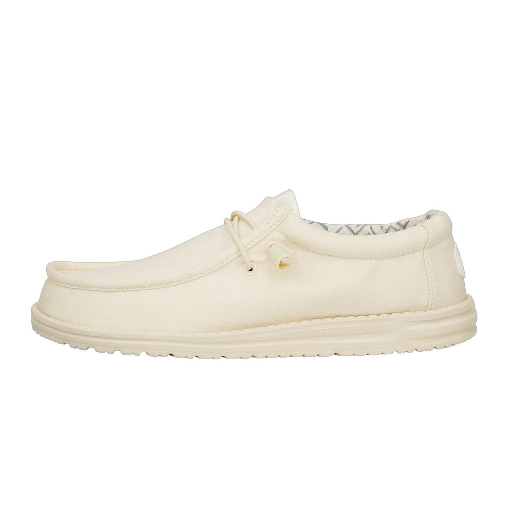 HEYDUDE Men's Wally Stretch Canvas Stone White Size 11 | Men's Shoes | Men Slip-on Loafers | Comfortable & Light-Weight
