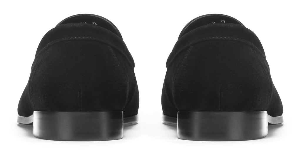 Journey West Suede Slip-on Penny Loafers Shoes for Men Black US 9.5