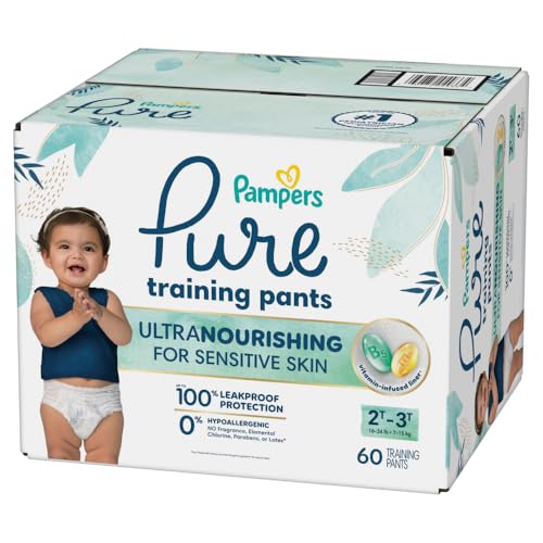 Pampers Pure Protection Training Underwear, Unisex, Size 2T3T, 60 Count, Premium, Hypoallergenic, Soft, Absorbent