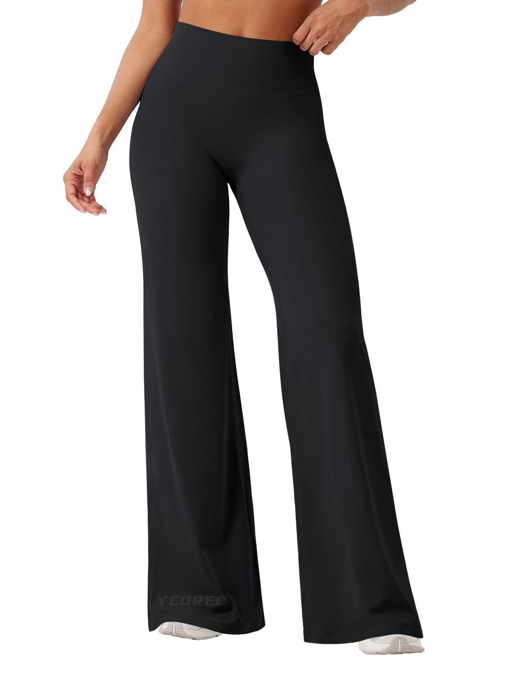 YEOREO Workout Leggings Womens No Front Seam Straight Leggings 33" High Waist Buttery Eddiy Gym Yoga Pants Black S