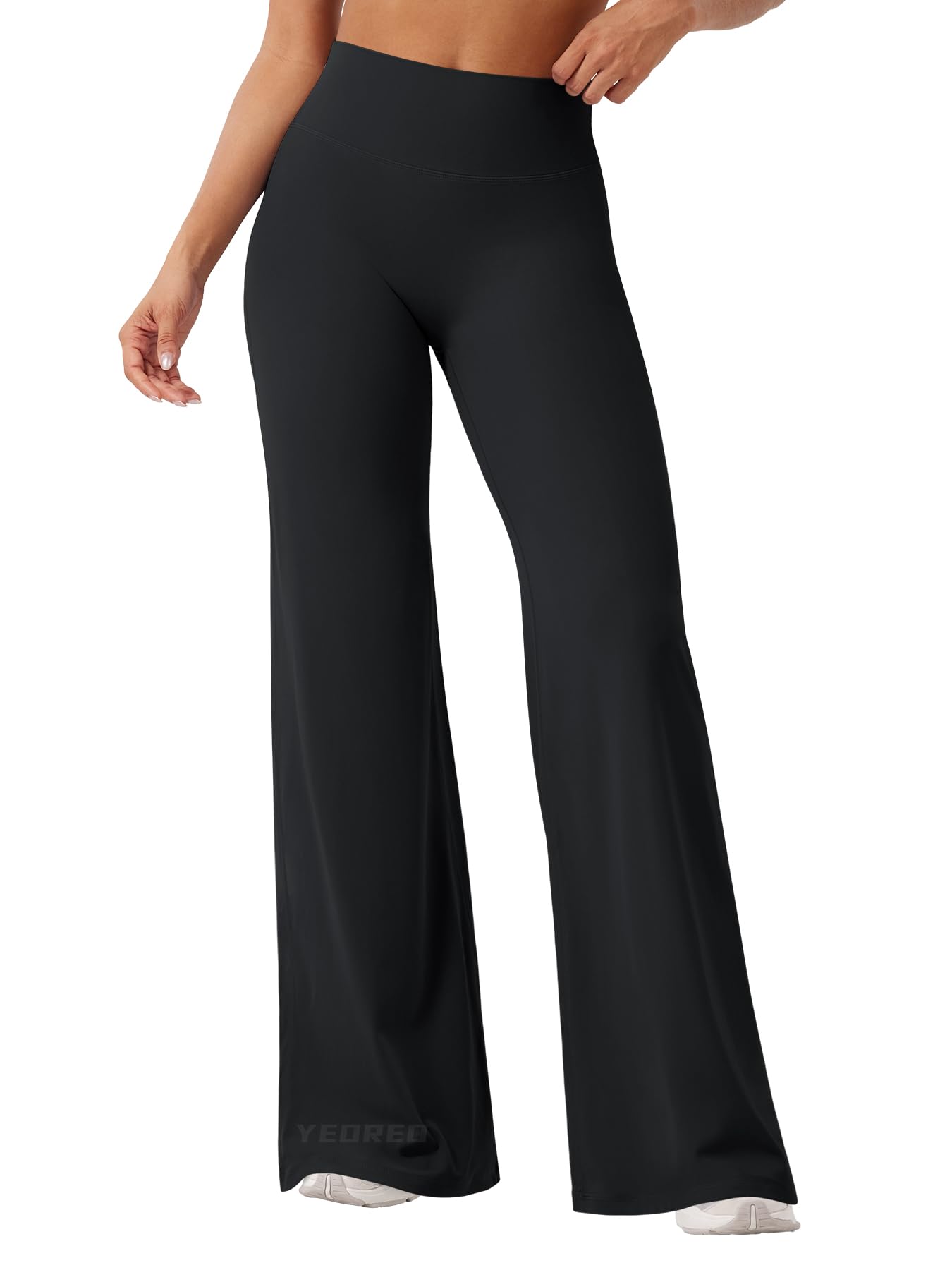 YEOREO Workout Leggings Womens No Front Seam Straight Leggings 33" High Waist Buttery Eddiy Gym Yoga Pants Black S