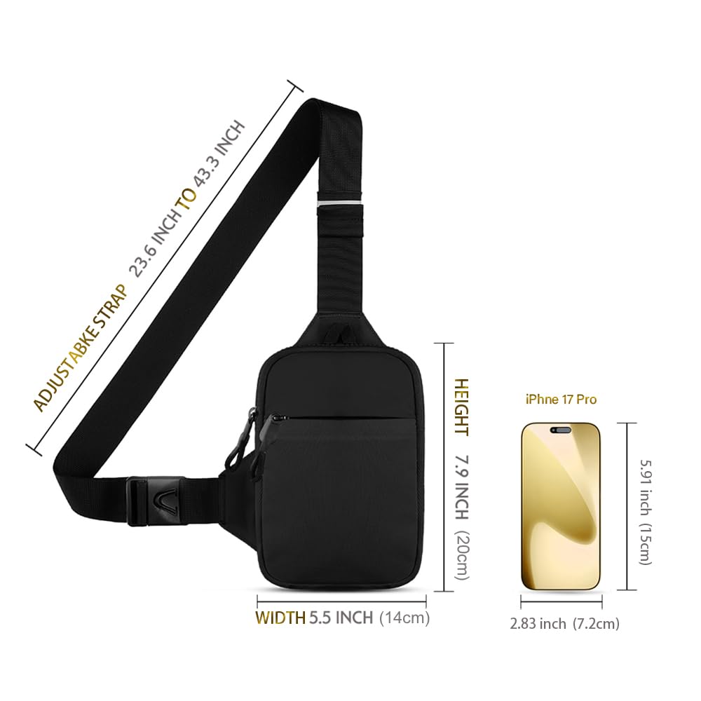 Simptech Mini Crossbody Sling Bag Chest Bag Dual Pocket Water Resistant Fanny Pack for Men Women Running Travelling